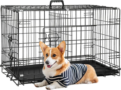 48" Foldable Metal Dog Crate | Dark Black | Cage for XL Dogs