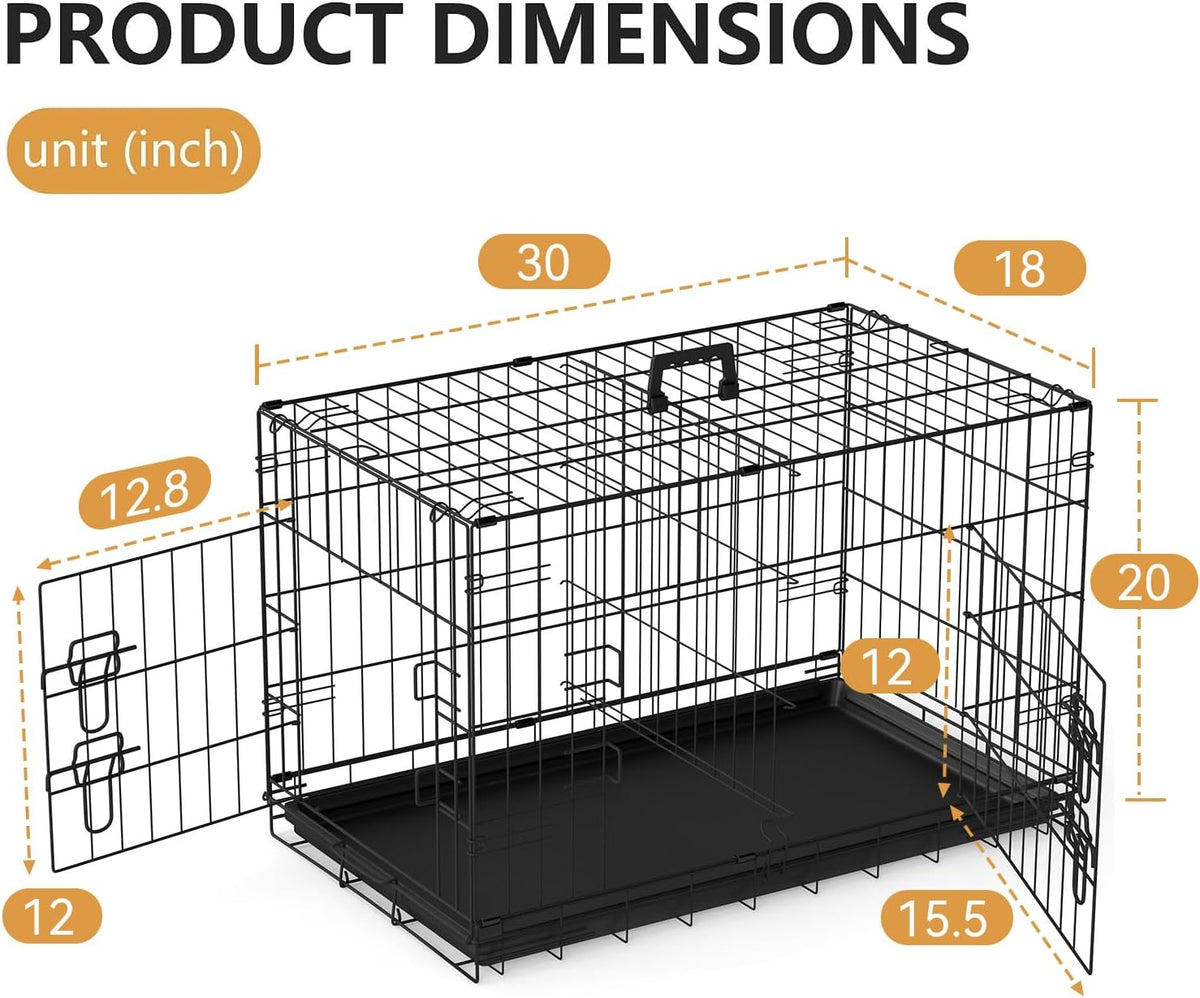 48" Foldable Metal Dog Crate | Dark Black | Cage for XL Dogs