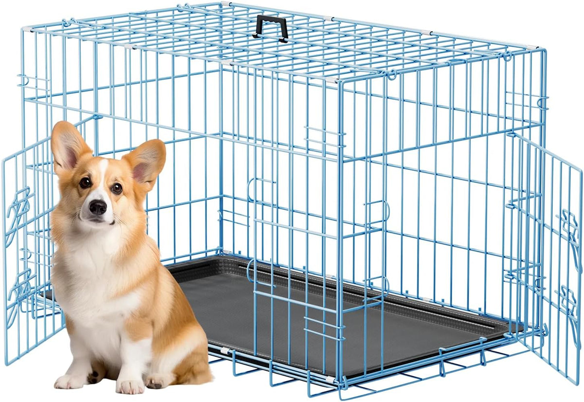 48" Foldable Metal Dog Crate | Dark Black | Cage for XL Dogs