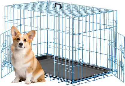 48" Foldable Metal Dog Crate | Dark Black | Cage for XL Dogs
