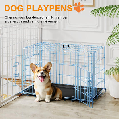 48" Foldable Metal Dog Crate | Dark Black | Cage for XL Dogs