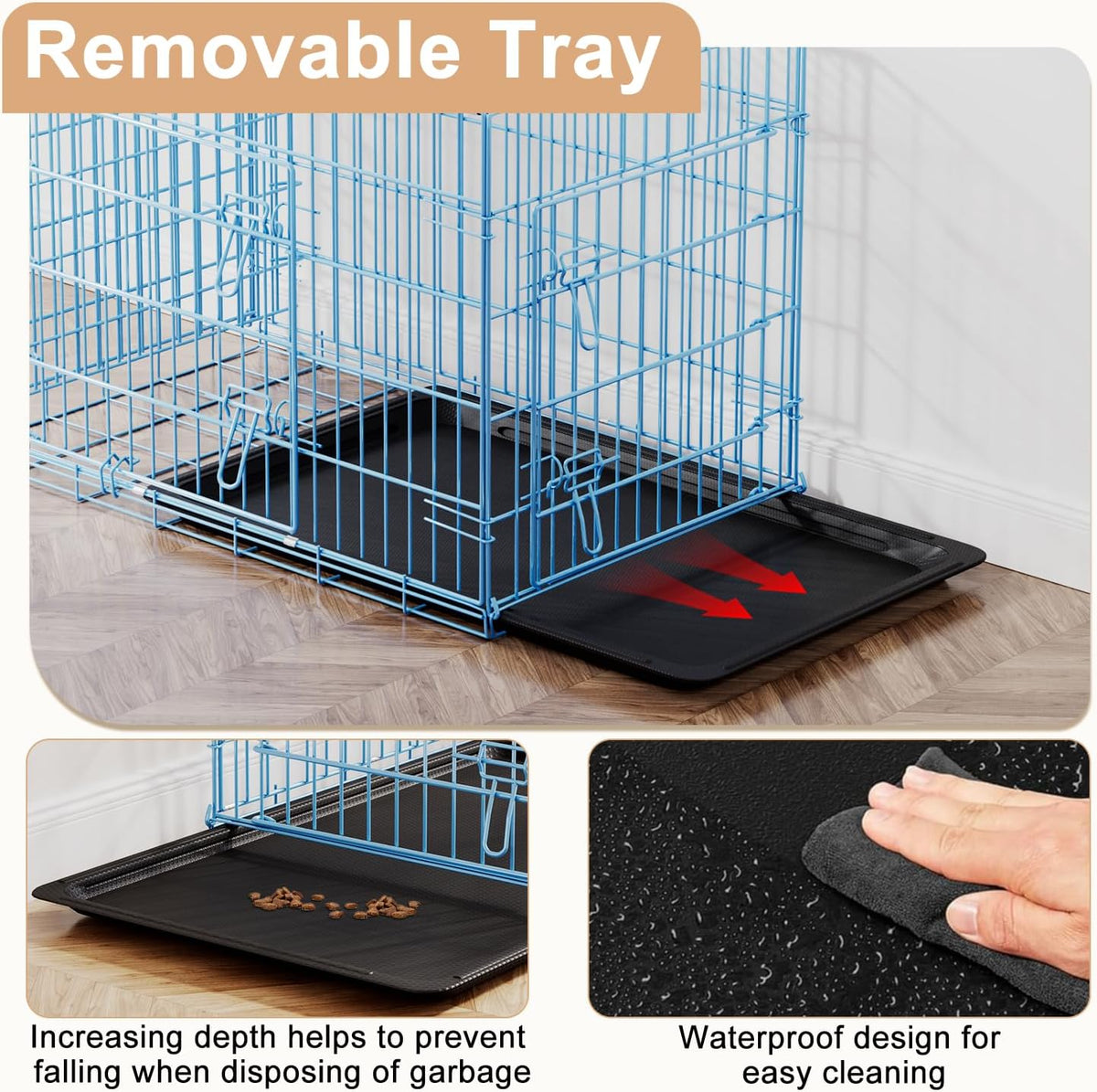 48" Foldable Metal Dog Crate | Dark Black | Cage for XL Dogs