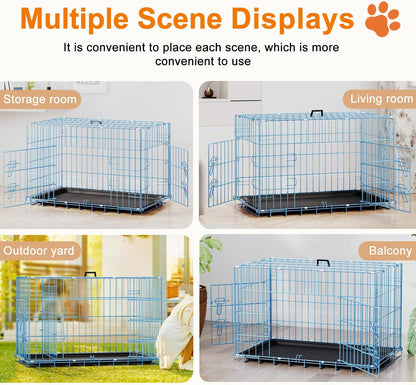 48" Foldable Metal Dog Crate | Dark Black | Cage for XL Dogs