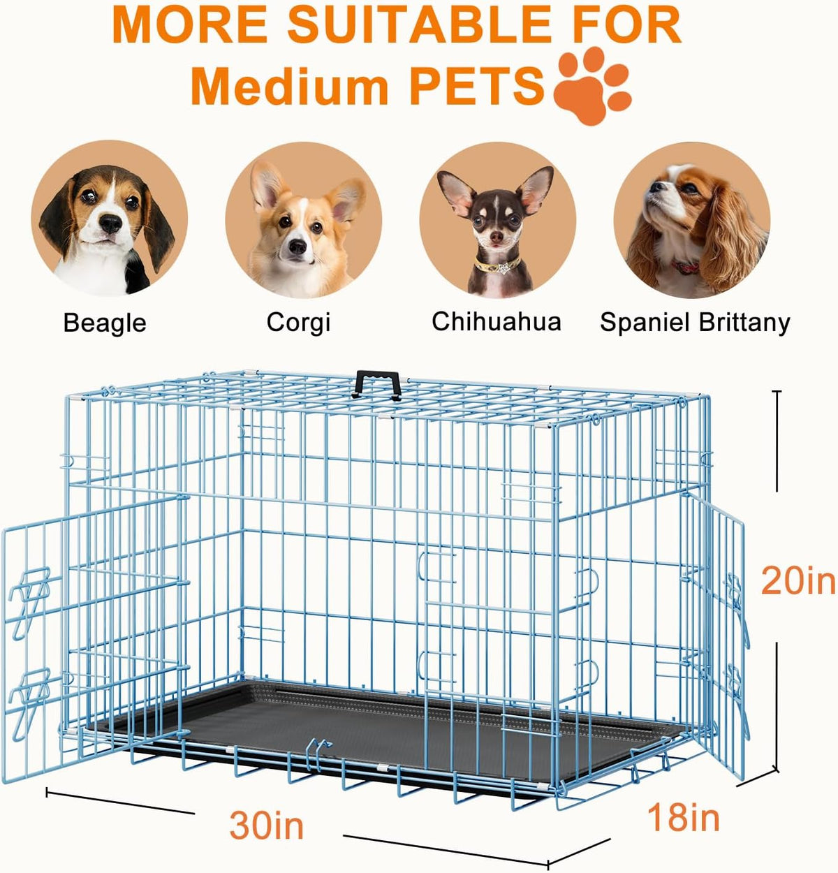 48" Foldable Metal Dog Crate | Dark Black | Cage for XL Dogs