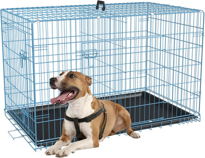 48" Foldable Metal Dog Crate | Dark Black | Cage for XL Dogs
