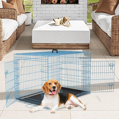 48" Foldable Metal Dog Crate | Dark Black | Cage for XL Dogs