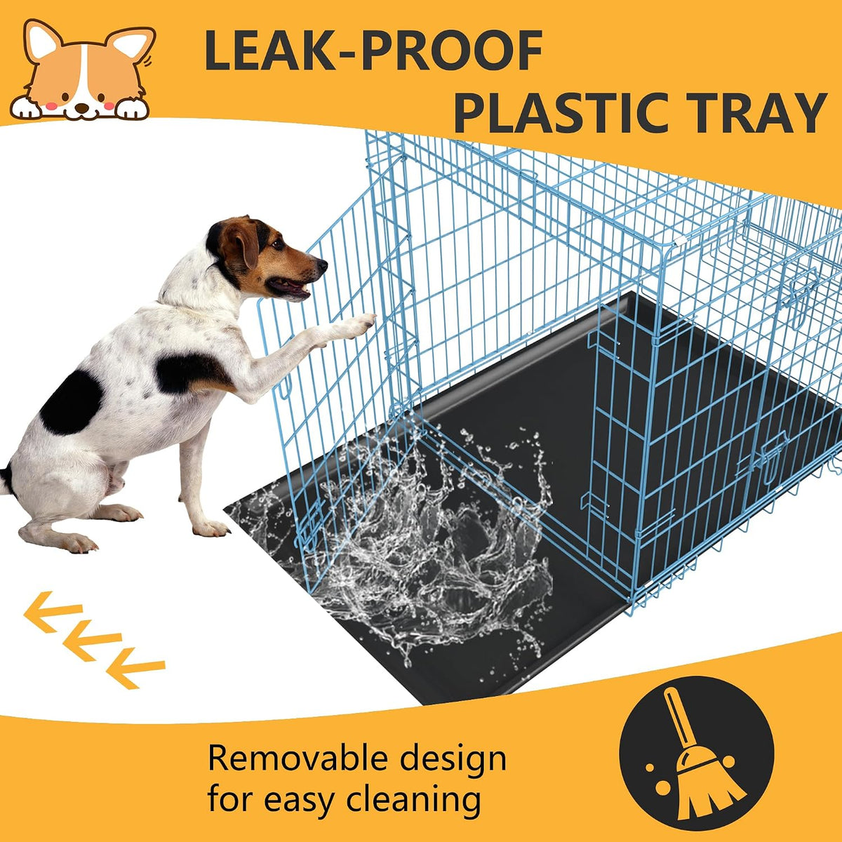 48" Foldable Metal Dog Crate | Dark Black | Cage for XL Dogs
