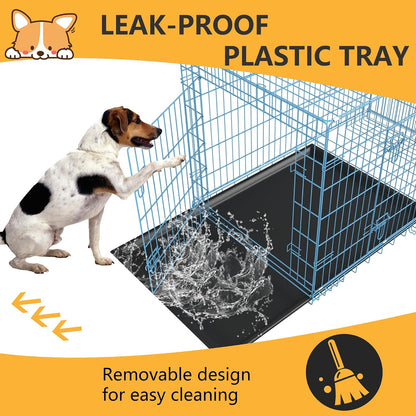 48" Foldable Metal Dog Crate | Dark Black | Cage for XL Dogs