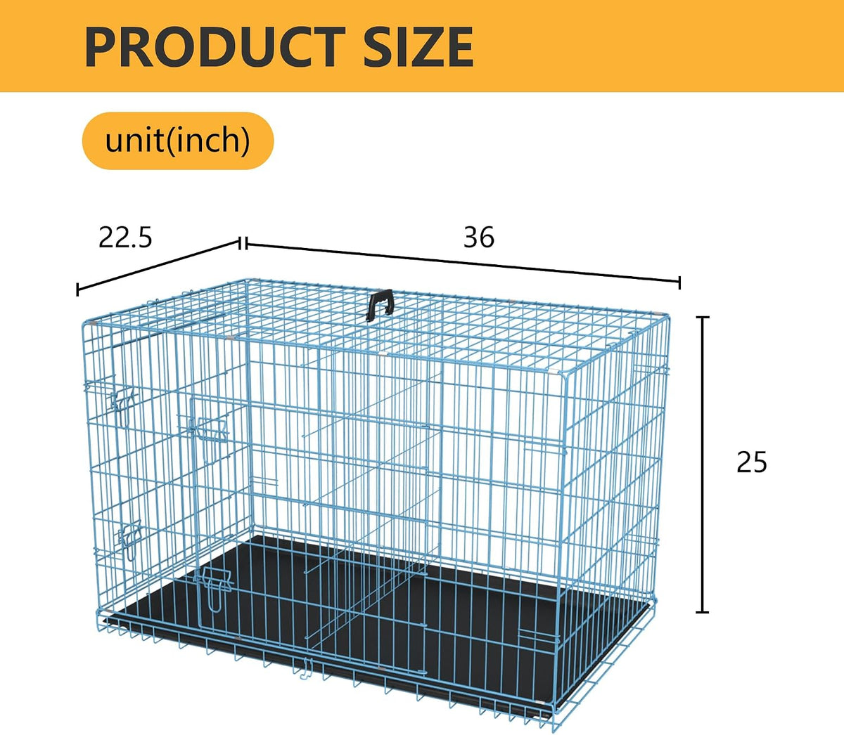 48" Foldable Metal Dog Crate | Dark Black | Cage for XL Dogs
