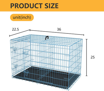 48" Foldable Metal Dog Crate | Dark Black | Cage for XL Dogs