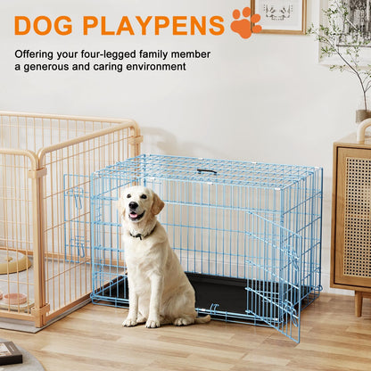 48" Foldable Metal Dog Crate | Dark Black | Cage for XL Dogs