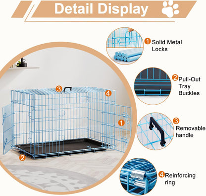 48" Foldable Metal Dog Crate | Dark Black | Cage for XL Dogs