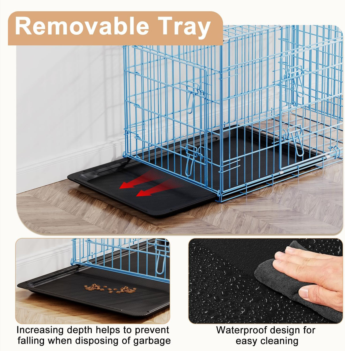 48" Foldable Metal Dog Crate | Dark Black | Cage for XL Dogs