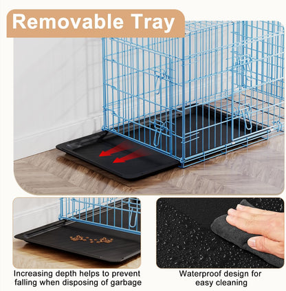 48" Foldable Metal Dog Crate | Dark Black | Cage for XL Dogs