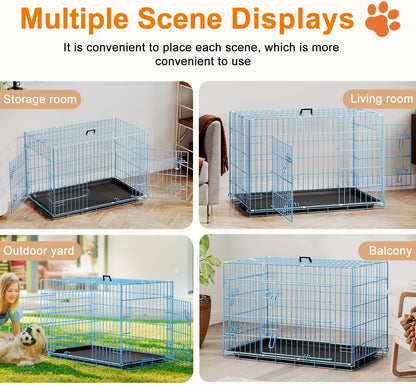 48" Foldable Metal Dog Crate | Dark Black | Cage for XL Dogs