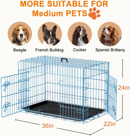 48" Foldable Metal Dog Crate | Dark Black | Cage for XL Dogs