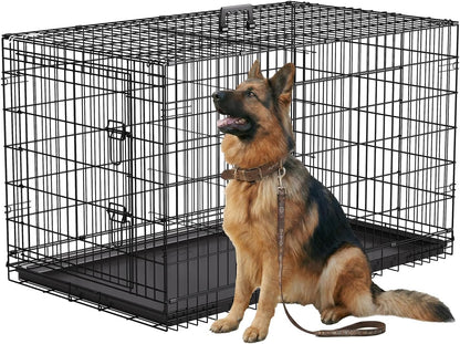48" Foldable Metal Dog Crate | Dark Black | Cage for XL Dogs