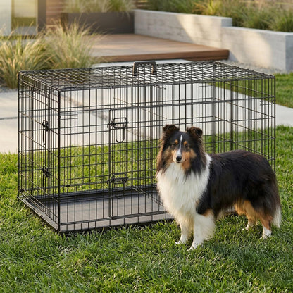 48" Foldable Metal Dog Crate | Dark Black | Cage for XL Dogs
