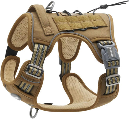 Auroth Tactical Dog Harness for Large Dogs No Pull Adjustable Pet Harness Reflective K9 Working Training Easy Control Pet Vest Military Service Dog Harnesses Army Yellow L | Easy Control with handle, Adjustable, Reflective, Military K9, for German