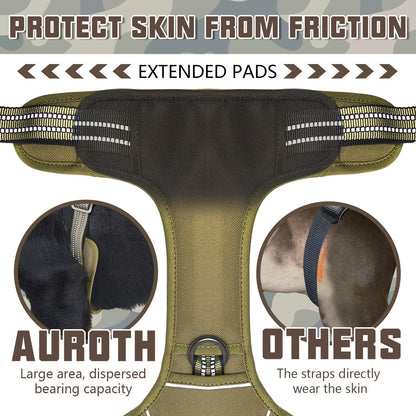 Auroth Tactical Dog Harness for Large Dogs No Pull Adjustable Pet Harness Reflective K9 Working Training Easy Control Pet Vest Military Service Dog Harnesses Army Yellow L | Easy Control with handle, Adjustable, Reflective, Military K9, for German
