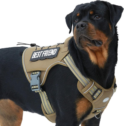 Auroth Tactical Dog Harness for Large Dogs No Pull Adjustable Pet Harness Reflective K9 Working Training Easy Control Pet Vest Military Service Dog Harnesses Army Yellow L | Easy Control with handle, Adjustable, Reflective, Military K9, for German