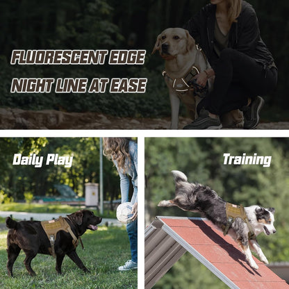 Auroth Tactical Dog Harness for Large Dogs No Pull Adjustable Pet Harness Reflective K9 Working Training Easy Control Pet Vest Military Service Dog Harnesses Army Yellow L | Easy Control with handle, Adjustable, Reflective, Military K9, for German