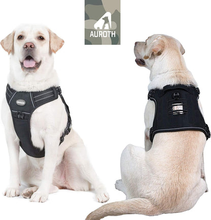 Auroth Tactical Dog Harness for Large Dogs No Pull Adjustable Pet Harness Reflective K9 Working Training Easy Control Pet Vest Military Service Dog Harnesses Army Yellow L | Easy Control with handle, Adjustable, Reflective, Military K9, for German
