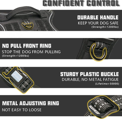 Auroth Tactical Dog Harness for Large Dogs No Pull Adjustable Pet Harness Reflective K9 Working Training Easy Control Pet Vest Military Service Dog Harnesses Army Yellow L | Easy Control with handle, Adjustable, Reflective, Military K9, for German
