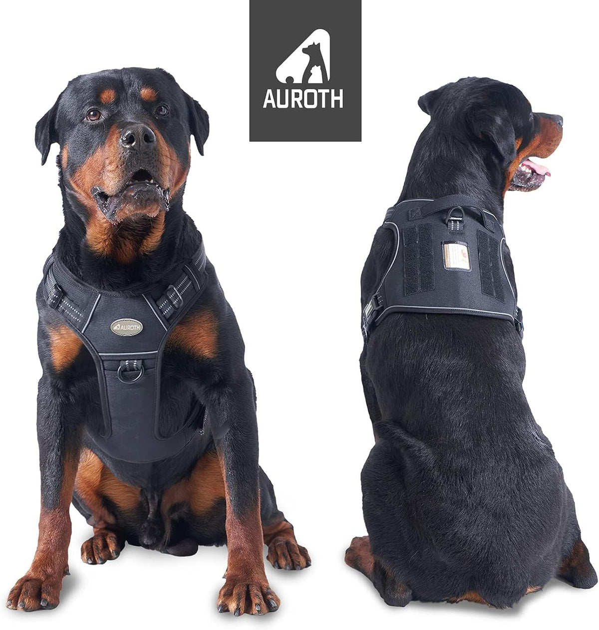 Auroth Tactical Dog Harness for Large Dogs No Pull Adjustable Pet Harness Reflective K9 Working Training Easy Control Pet Vest Military Service Dog Harnesses Army Yellow L | Easy Control with handle, Adjustable, Reflective, Military K9, for German