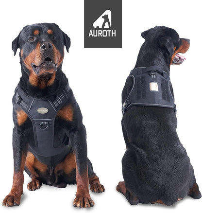Auroth Tactical Dog Harness for Large Dogs No Pull Adjustable Pet Harness Reflective K9 Working Training Easy Control Pet Vest Military Service Dog Harnesses Army Yellow L | Easy Control with handle, Adjustable, Reflective, Military K9, for German