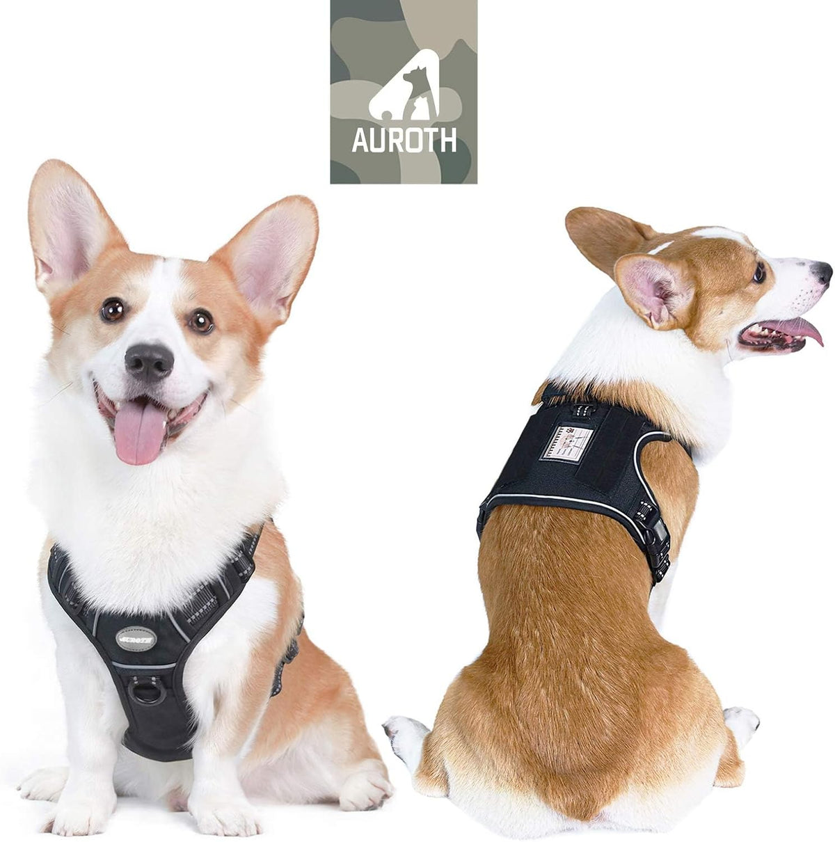 Auroth Tactical Dog Harness for Large Dogs No Pull Adjustable Pet Harness Reflective K9 Working Training Easy Control Pet Vest Military Service Dog Harnesses Army Yellow L | Easy Control with handle, Adjustable, Reflective, Military K9, for German