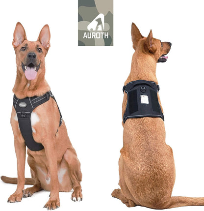 Auroth Tactical Dog Harness for Large Dogs No Pull Adjustable Pet Harness Reflective K9 Working Training Easy Control Pet Vest Military Service Dog Harnesses Army Yellow L | Easy Control with handle, Adjustable, Reflective, Military K9, for German