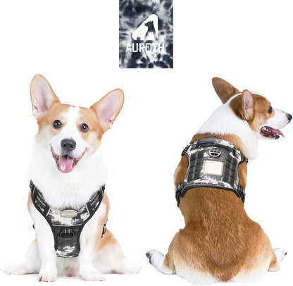 Auroth Tactical Dog Harness for Large Dogs No Pull Adjustable Pet Harness Reflective K9 Working Training Easy Control Pet Vest Military Service Dog Harnesses Army Yellow L | Easy Control with handle, Adjustable, Reflective, Military K9, for German