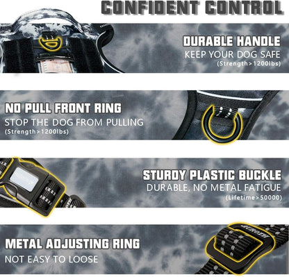 Auroth Tactical Dog Harness for Large Dogs No Pull Adjustable Pet Harness Reflective K9 Working Training Easy Control Pet Vest Military Service Dog Harnesses Army Yellow L | Easy Control with handle, Adjustable, Reflective, Military K9, for German