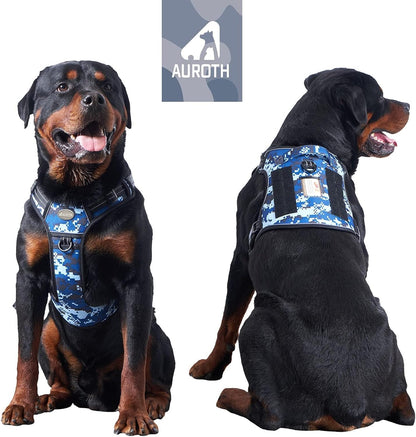 Auroth Tactical Dog Harness for Large Dogs No Pull Adjustable Pet Harness Reflective K9 Working Training Easy Control Pet Vest Military Service Dog Harnesses Army Yellow L | Easy Control with handle, Adjustable, Reflective, Military K9, for German