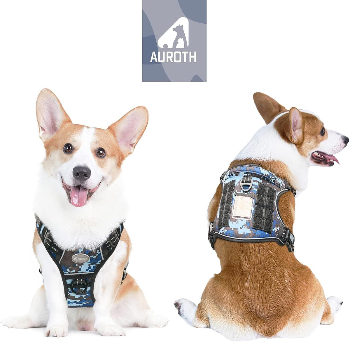 Auroth Tactical Dog Harness for Large Dogs No Pull Adjustable Pet Harness Reflective K9 Working Training Easy Control Pet Vest Military Service Dog Harnesses Army Yellow L | Easy Control with handle, Adjustable, Reflective, Military K9, for German