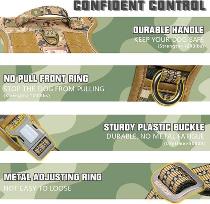 Auroth Tactical Dog Harness for Large Dogs No Pull Adjustable Pet Harness Reflective K9 Working Training Easy Control Pet Vest Military Service Dog Harnesses Army Yellow L | Easy Control with handle, Adjustable, Reflective, Military K9, for German