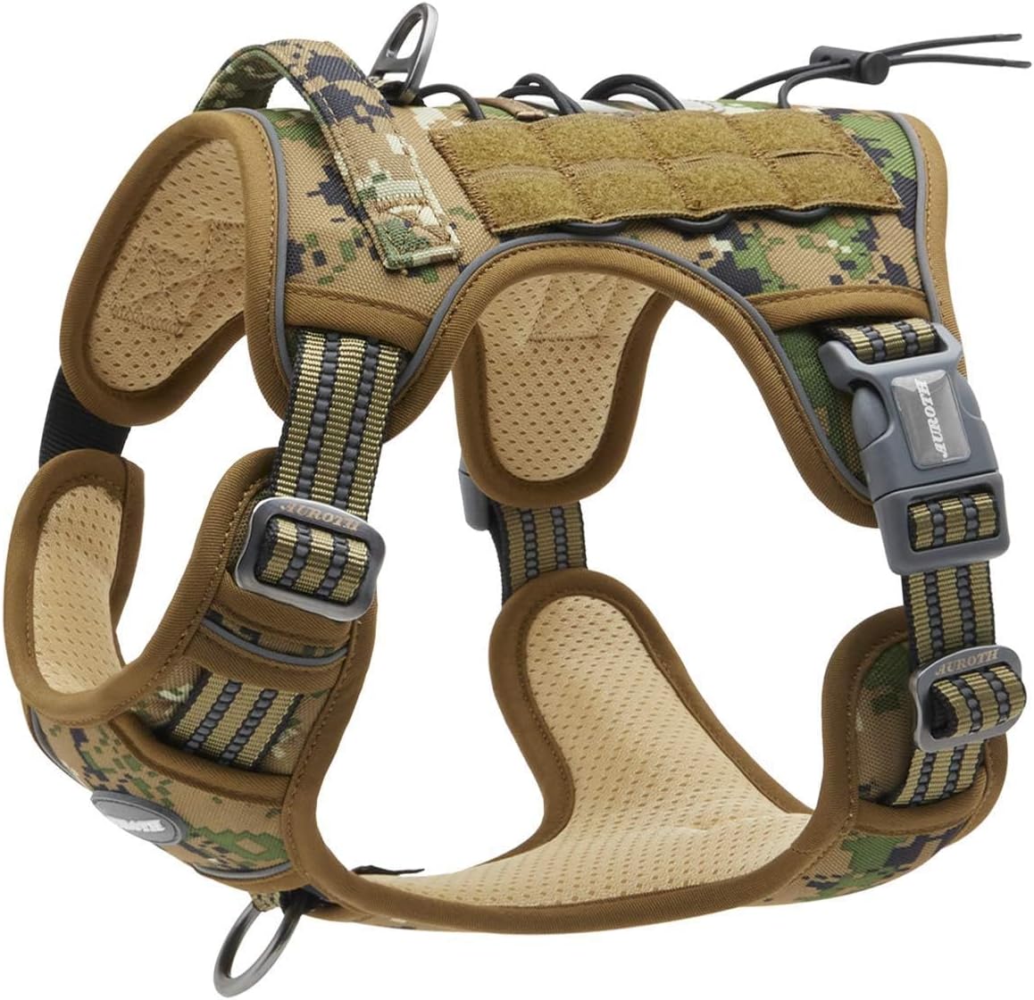 Auroth Tactical Dog Harness for Large Dogs No Pull Adjustable Pet Harness Reflective K9 Working Training Easy Control Pet Vest Military Service Dog Harnesses Army Yellow L | Easy Control with handle, Adjustable, Reflective, Military K9, for German