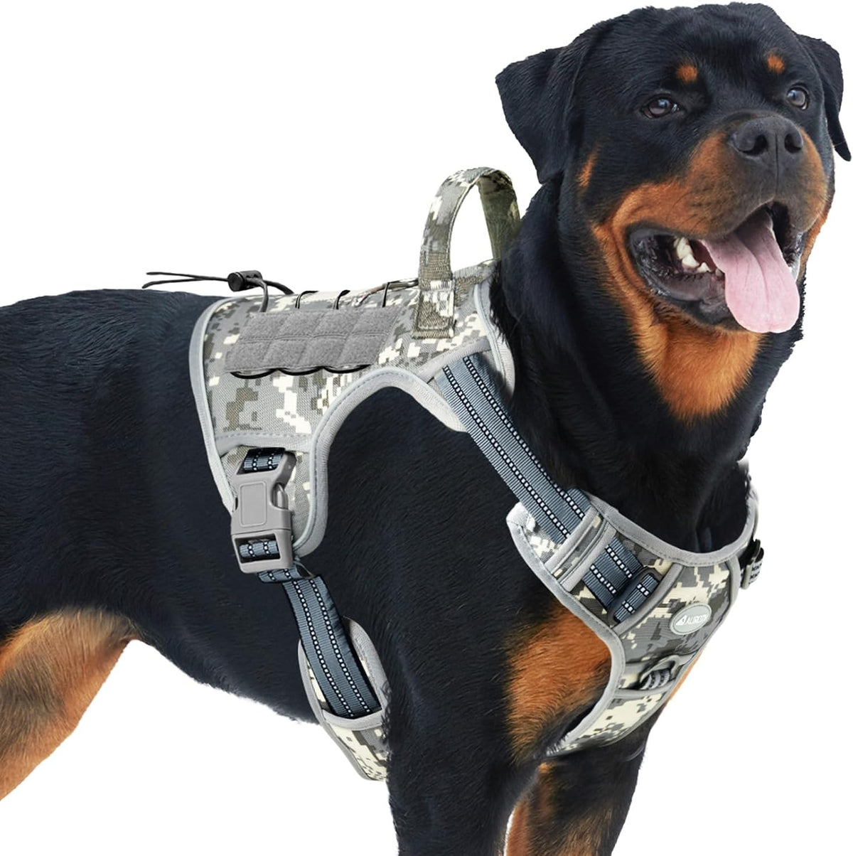Auroth Tactical Dog Harness for Large Dogs No Pull Adjustable Pet Harness Reflective K9 Working Training Easy Control Pet Vest Military Service Dog Harnesses Army Yellow L | Easy Control with handle, Adjustable, Reflective, Military K9, for German