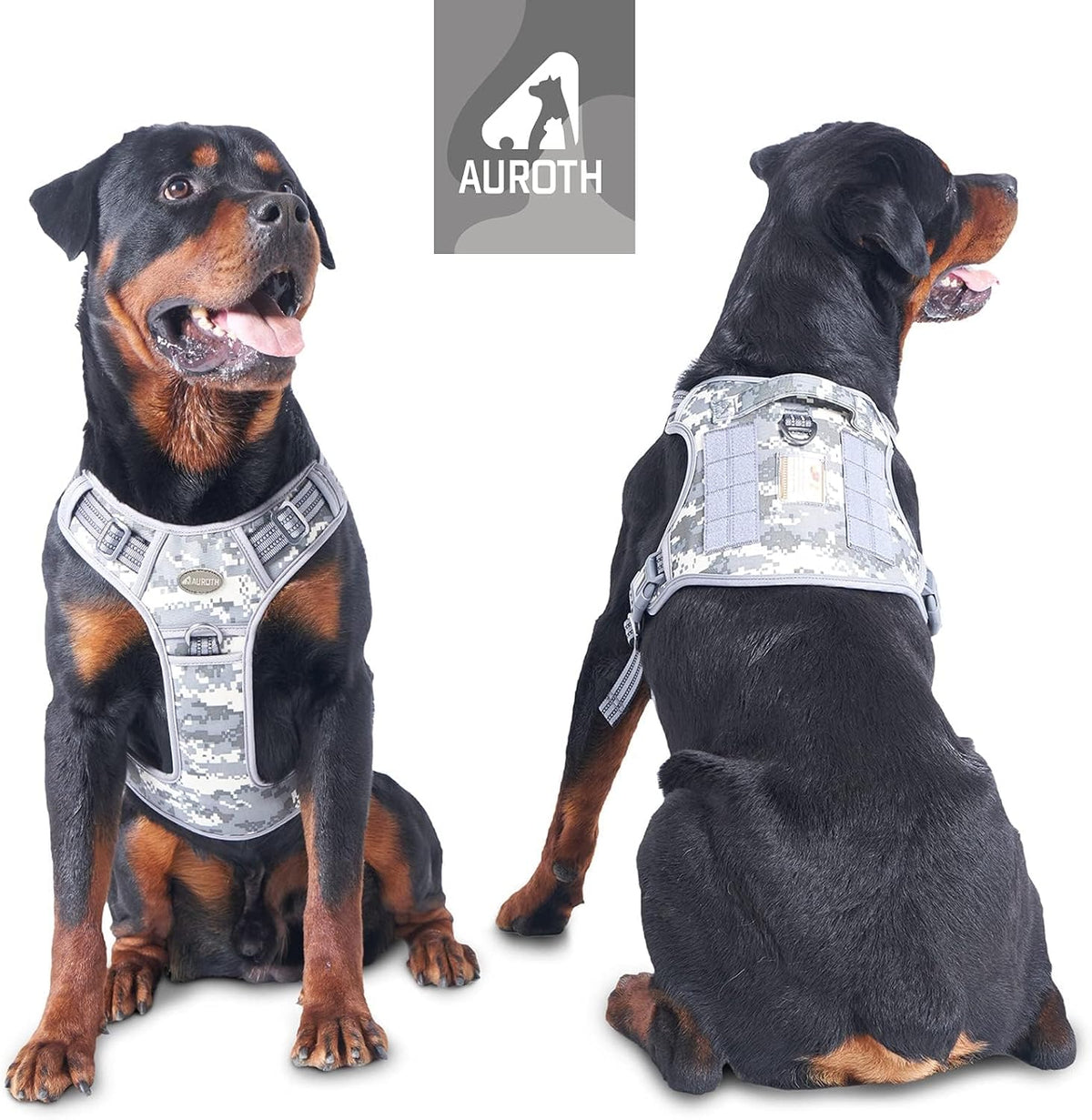 Auroth Tactical Dog Harness for Large Dogs No Pull Adjustable Pet Harness Reflective K9 Working Training Easy Control Pet Vest Military Service Dog Harnesses Army Yellow L | Easy Control with handle, Adjustable, Reflective, Military K9, for German
