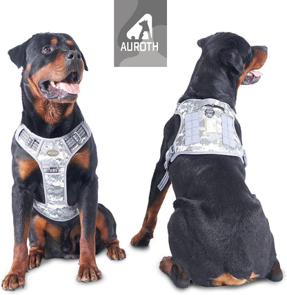 Auroth Tactical Dog Harness for Large Dogs No Pull Adjustable Pet Harness Reflective K9 Working Training Easy Control Pet Vest Military Service Dog Harnesses Army Yellow L | Easy Control with handle, Adjustable, Reflective, Military K9, for German