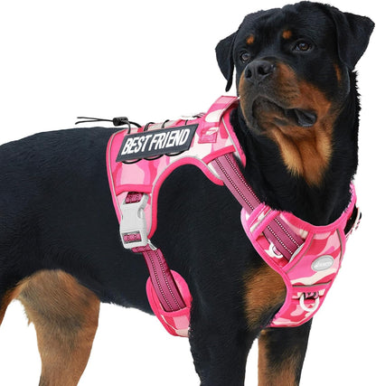 Auroth Tactical Dog Harness for Large Dogs No Pull Adjustable Pet Harness Reflective K9 Working Training Easy Control Pet Vest Military Service Dog Harnesses Army Yellow L | Easy Control with handle, Adjustable, Reflective, Military K9, for German