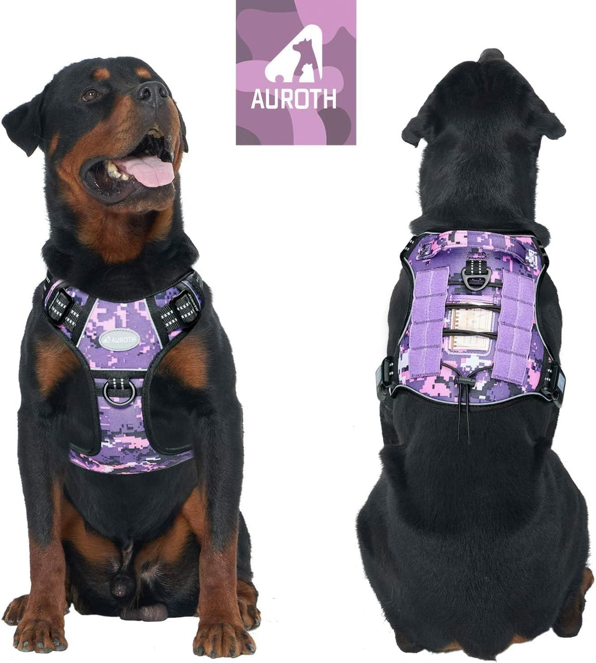 Auroth Tactical Dog Harness for Large Dogs No Pull Adjustable Pet Harness Reflective K9 Working Training Easy Control Pet Vest Military Service Dog Harnesses Army Yellow L | Easy Control with handle, Adjustable, Reflective, Military K9, for German