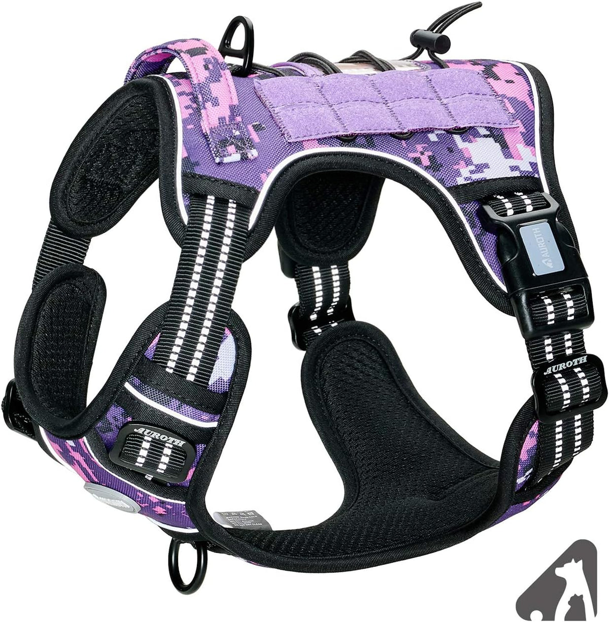 Auroth Tactical Dog Harness for Large Dogs No Pull Adjustable Pet Harness Reflective K9 Working Training Easy Control Pet Vest Military Service Dog Harnesses Army Yellow L | Easy Control with handle, Adjustable, Reflective, Military K9, for German