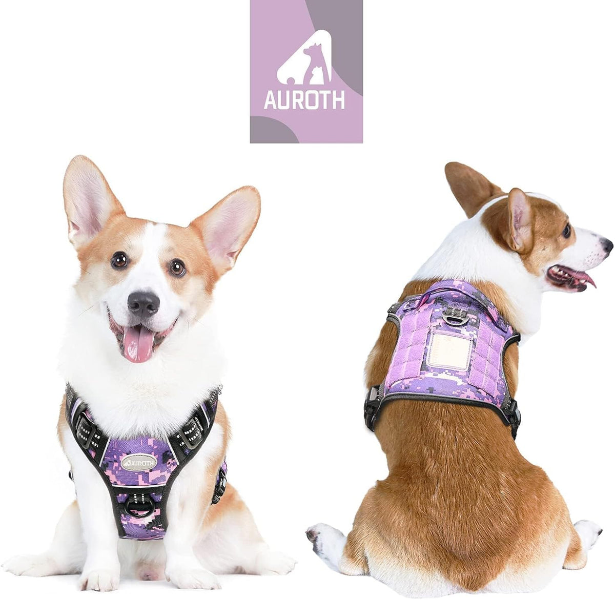 Auroth Tactical Dog Harness for Large Dogs No Pull Adjustable Pet Harness Reflective K9 Working Training Easy Control Pet Vest Military Service Dog Harnesses Army Yellow L | Easy Control with handle, Adjustable, Reflective, Military K9, for German