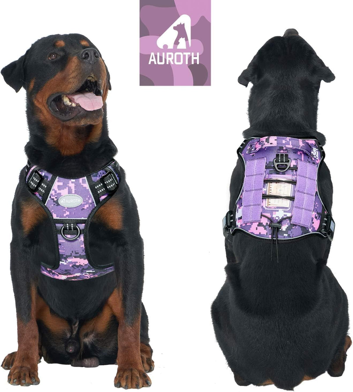 Auroth Tactical Dog Harness for Large Dogs No Pull Adjustable Pet Harness Reflective K9 Working Training Easy Control Pet Vest Military Service Dog Harnesses Army Yellow L | Easy Control with handle, Adjustable, Reflective, Military K9, for German