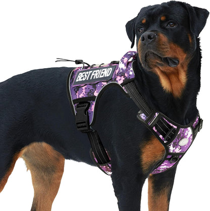 Auroth Tactical Dog Harness for Large Dogs No Pull Adjustable Pet Harness Reflective K9 Working Training Easy Control Pet Vest Military Service Dog Harnesses Army Yellow L | Easy Control with handle, Adjustable, Reflective, Military K9, for German