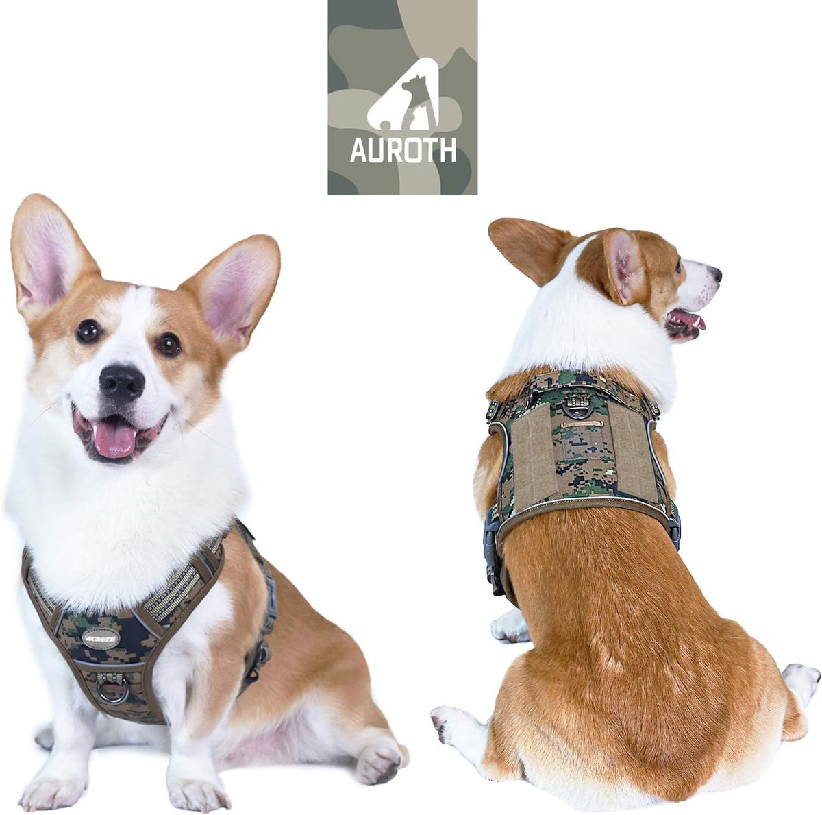 Auroth Tactical Dog Harness for Large Dogs No Pull Adjustable Pet Harness Reflective K9 Working Training Easy Control Pet Vest Military Service Dog Harnesses Army Yellow L | Easy Control with handle, Adjustable, Reflective, Military K9, for German