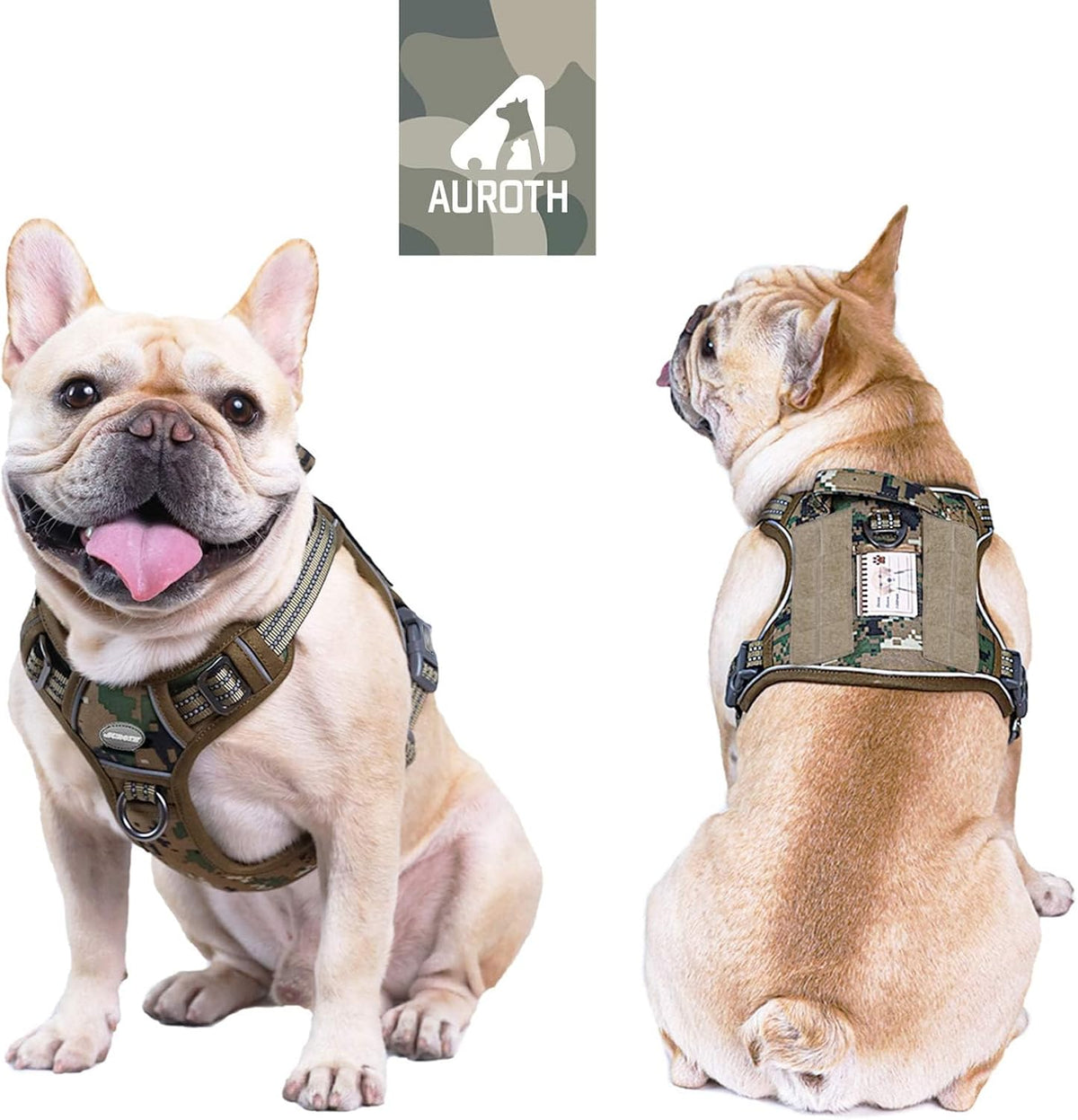 Auroth Tactical Dog Harness for Large Dogs No Pull Adjustable Pet Harness Reflective K9 Working Training Easy Control Pet Vest Military Service Dog Harnesses Army Yellow L | Easy Control with handle, Adjustable, Reflective, Military K9, for German