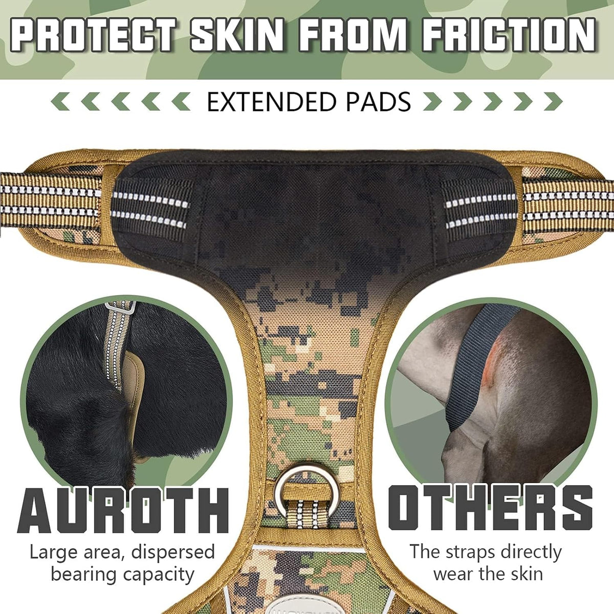Auroth Tactical Dog Harness for Large Dogs No Pull Adjustable Pet Harness Reflective K9 Working Training Easy Control Pet Vest Military Service Dog Harnesses Army Yellow L | Easy Control with handle, Adjustable, Reflective, Military K9, for German